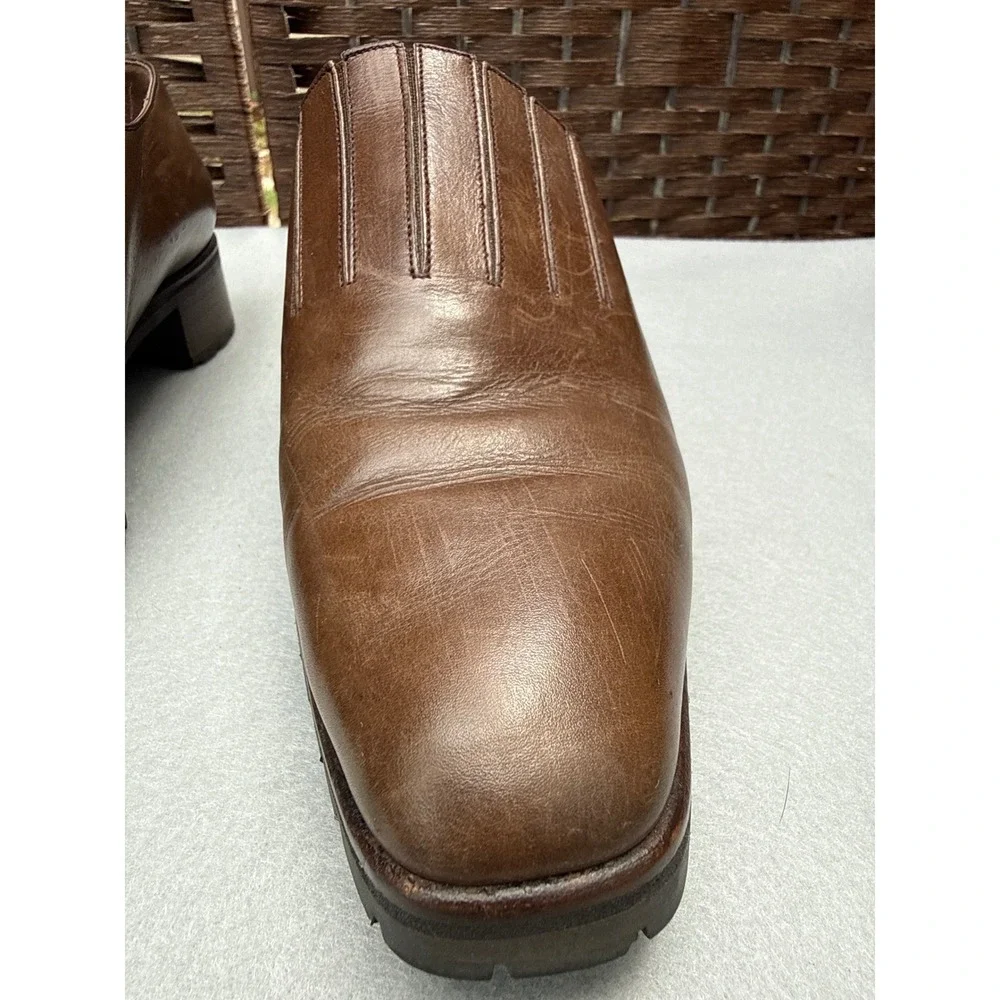 Armando Pollini Loafers Women 37.5 Brown Leather Vibram Lug Sole Made In Italy